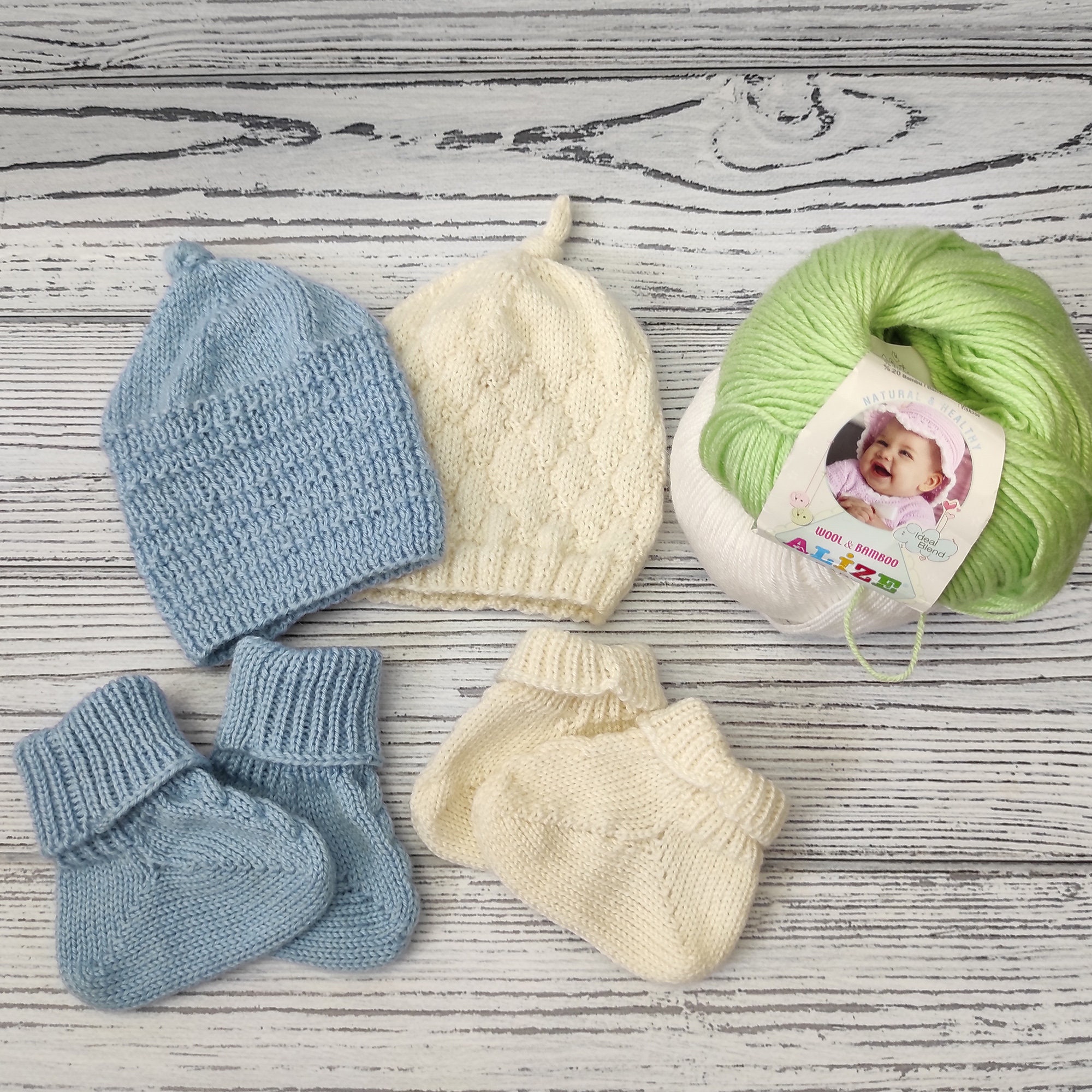 Set knitted hat and socks 03 months hat baby's birth Etsy