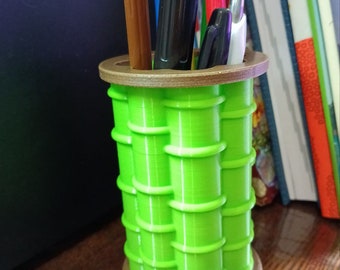 Handcrafted Bamboo Pen and Pencil Holder - Eco-Friendly Desk Organizer
