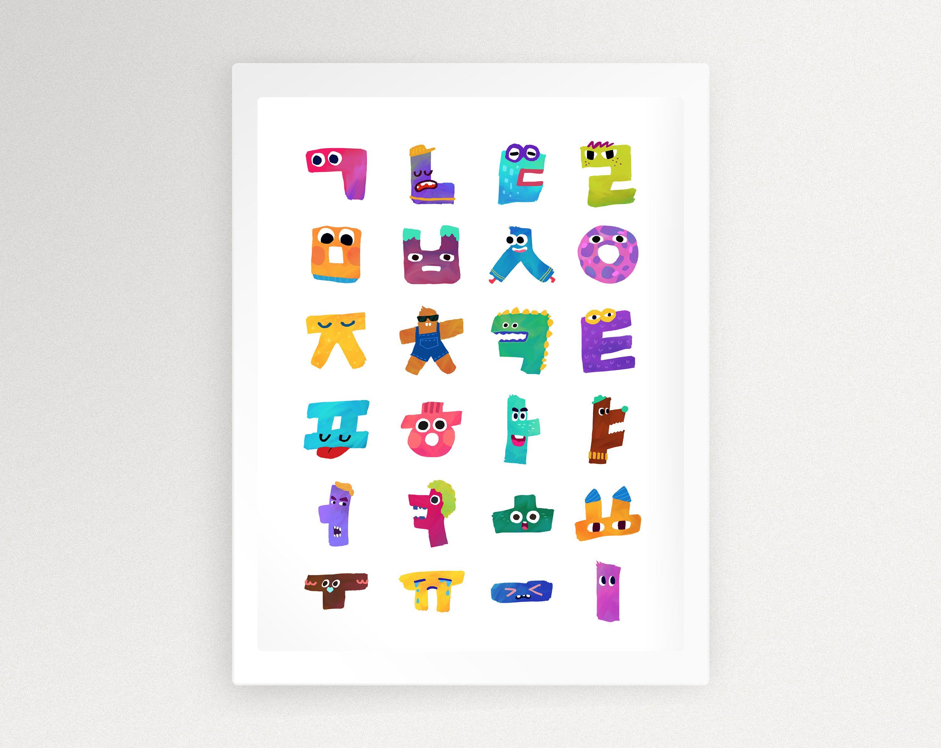 printable korean alphabet poster learn hangul korea gift
