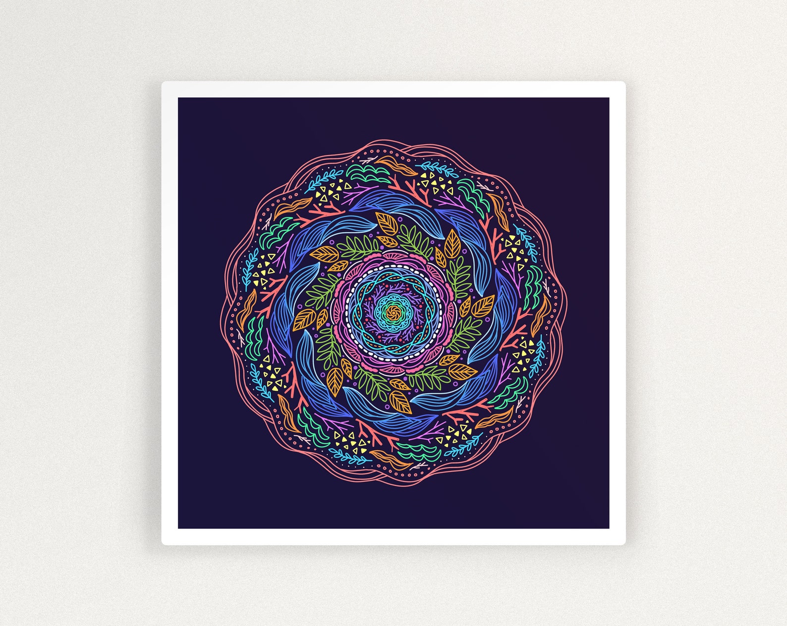 Printable Colorful Mandala Poster, Mandala Wall Art, Zen Home Deco