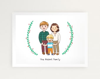 Custom Couple Portrait, Family Portrait Print, Personalized Printable Illustration, Custom Anniversary gift, Home decor, PDF/JPEG Digital