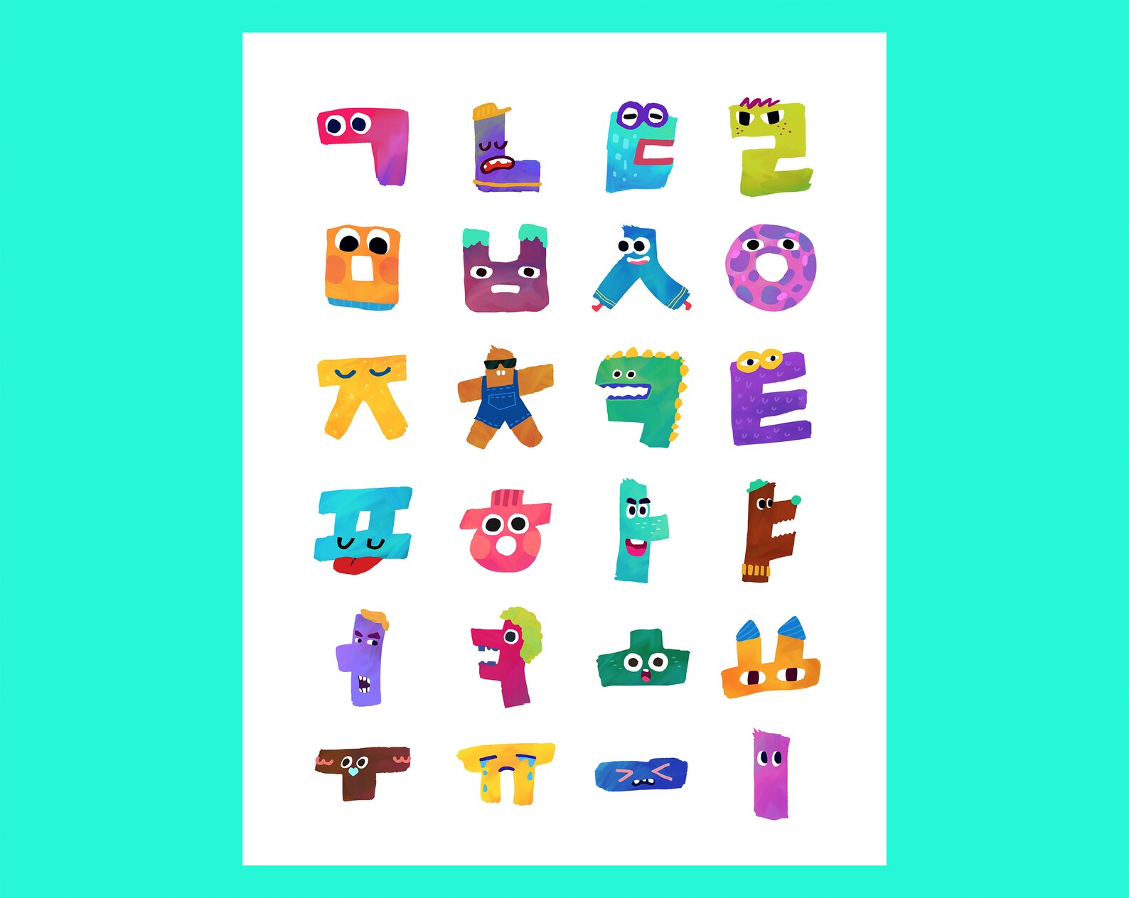 Printable Korean Alphabet Poster Learn Hangul, Korea Gift Wall Art ...