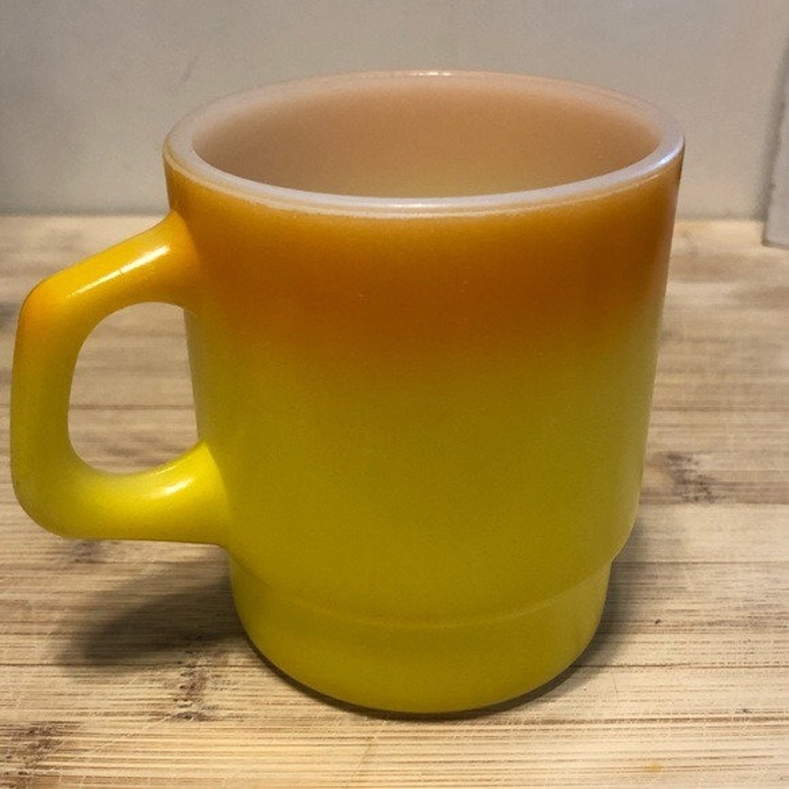 Vintage Fire King Coffee Mug Orange Yellow Ombre Etsy