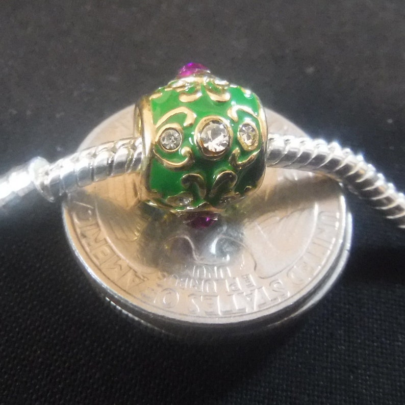 Authentic Pugster Brand Green Spacer with Gold Accents