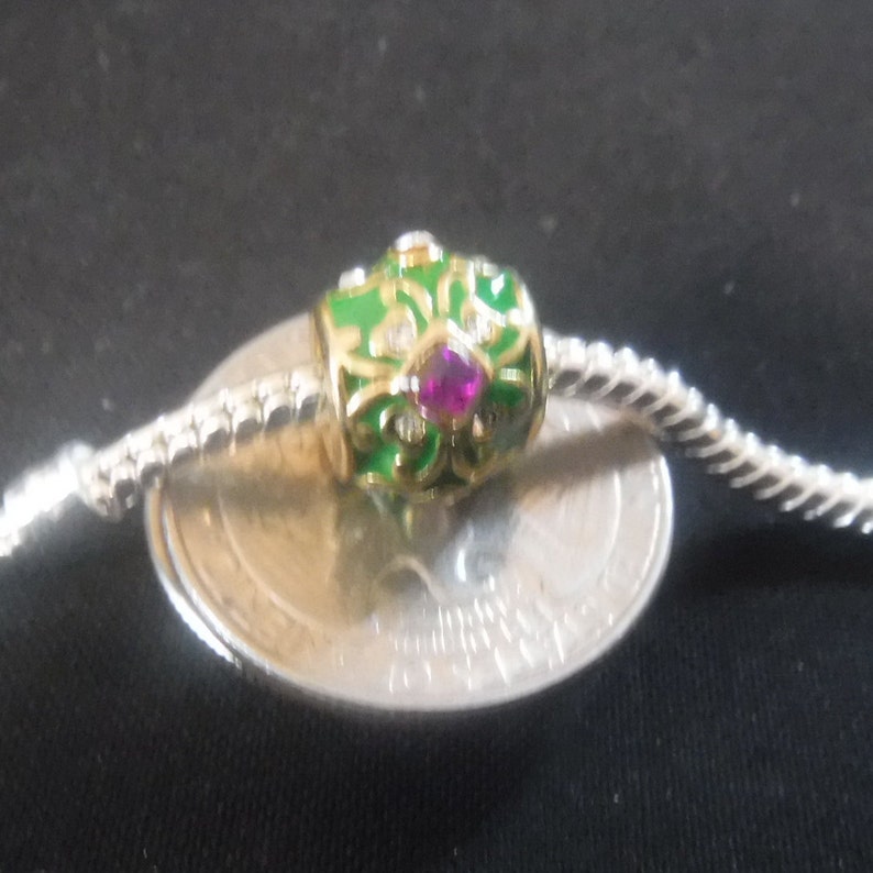 Authentic Pugster Brand Green Spacer with Gold Accents