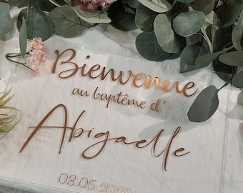 Panneau de bienvenue en plexi mariage baptême communion anniversaire babyshower gender reveal