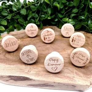 Tapón de madera personalizado para botella de vino y champán boda bautismo testigo de nacimiento Navidad papá abuelo padrino