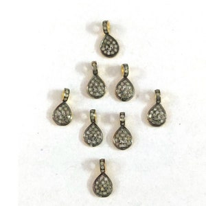 2 Pcs Pave Diamond Pear Charm, Pave Diamond Charm, Pave Diamond Charm For Bracelet, Pave Diamond Jewelry, Handmade Charm