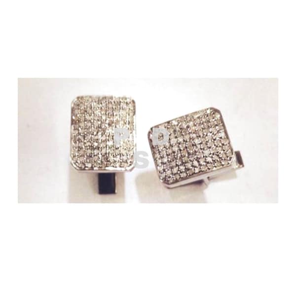 1 Pair Pave Diamond Square Cufflinks, Square Cufflinks, Sterling Silver Handmade Cufflinks, Diamond Jewelry, Shirt Cufflinks, Suit Cufflinks