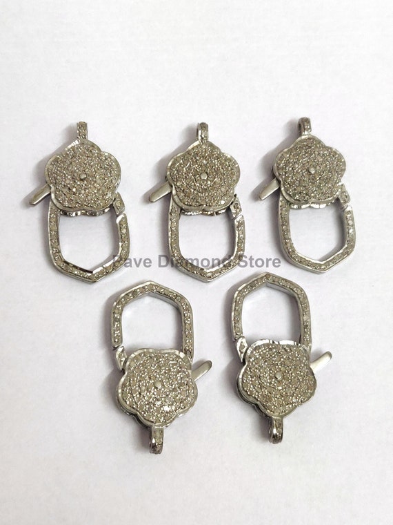 Pave Diamond Lobster Lock, Pave Diamond Clasp, Handmade Lock
