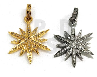 May include: Two starburst pendants with a diamond-like design. One pendant is gold and the other is silver.