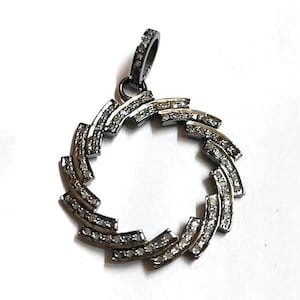 Pave Diamond Pendant, Pave Diamond Designer Round Pendant, Handmade Pendant, Designer Pendant, Pendant Size 35X30mm