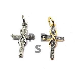 Pave Diamond Infinity Cross Pendant, Diamond Cross Charm, , Diamond Jewelry, Diamond Cross Charm Pendant Diamond Pendant
