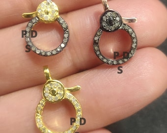 Fermoir homard pavé de diamants, connecteur fait main en argent sterling 925
