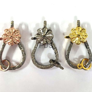 FreePave Diamond Flower Lobster Lock,  Lock, Diamond Lobster Clasp, Pave Diamond Clasps, Pave Diamond Jewelry