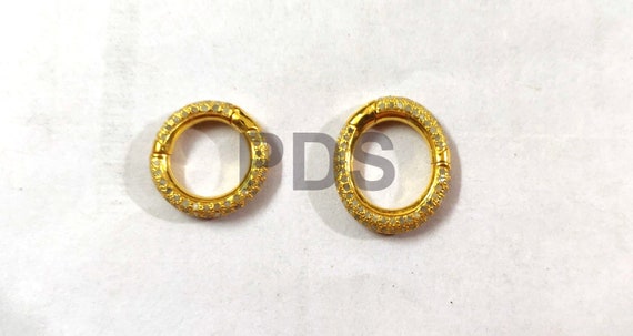 Sterling Silver Pave Diamond Lock, Oval & Round Charm Connector