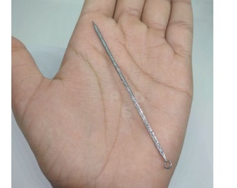Pave Diamond Spike Charm Pendant, 925 Sterling Silver (90x3mm)