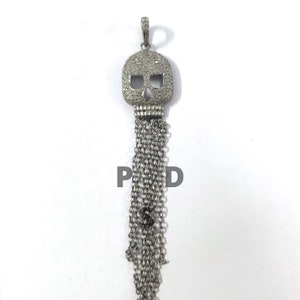 1 Piece Pave Diamond Skull Pendant, Diamond Skull Pendant , Halloween Pendant, Pave Diamond Jewelry, Pendant Necklace