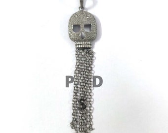 1 Piece Pave Diamond Skull Pendant, Diamond Skull Pendant , Halloween Pendant, Pave Diamond Jewelry, Pendant Necklace