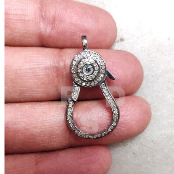 Diamond Lobster Lock 30X14mm 925 Sterling Silver Pave Diamond Lobster 1 Pc Pave Diamond Lobster Clasp Pave Diamond Clasp