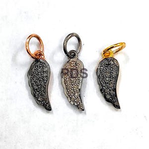 Pave Diamond Feather Charm, Pave Diamond Charm, Feather Charm Size 12X5mm, Pave Diamond Wing Charm, Diamond Jewelry, Pave Diamond Pendant