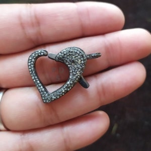 Pave Diamond Heart Lobster Lock, Pave Diamond Lobster Clasp, Pave Diamond Clasp, Pave Diamond Jewelry, Heart Shape Lock, Diamond Heart Lock