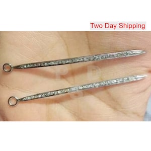 Pave Diamond Spike Charm Pendant, Pave Diamond Pendant, Pave Diamond Spike Size 60X3mm, Diamond Spike Charm