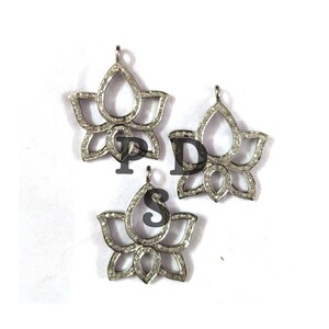 1 Pc Pave Diamond Lotus Pendant,  Pendant,  Pave Diamond Jewelry, Handmade Flower Pendant 25mm, Pave Diamond Pendant