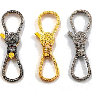 Pave Diamond Lobster Lock, Pave Diamond Clasp, Pave Diamond Lock, Lock Size 50X15mm, Handmade Lock, Pave Diamond Double Side Lock, Clasps