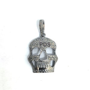 Pave Diamond Skull Pendant, Pave Diamond Pendant, Diamond Skull Pendant, Handmade Pendant, Pave Diamond Jewelry, Skull Pendant Size 33X16mm
