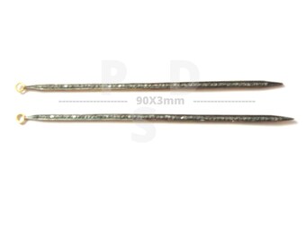 Pave Diamond Spike Pendant, Sterling Silver Charm (90x3mm)
