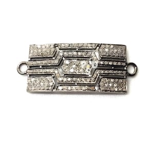 Conector de diamante pavimentado de 1 pieza, conector, conector de diamante hecho a mano, conector de pulsera de diamante pavimentado, conector de diseñador