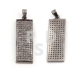 Pave Diamant Rechteck Bar Anhänger, Pave Diamant Bar Anhänger, Pave Diamant Rechteck Anhänger, Pave Diamant Schmuck, Pave Diamant Anhänger