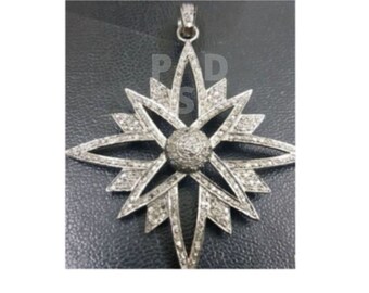 Oxiderat sterlingsilverhänge med diamanter och stjärnform