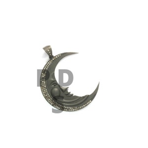 1 Pc Pave Diamond Crescent Moon Pendant, Pave Diamond Half Moon Pendant, Pave Diamond Pendant, , Charm Pendant 37mm