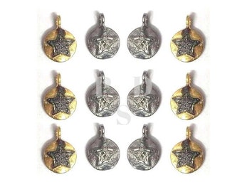 Pave Diamond Star Disc Charm, Disc Charm, Pave Diamond Jewelry, Diamond Finding, Handmade Charm, Star Disc Charm Size 12X10mm, Charm Pendant