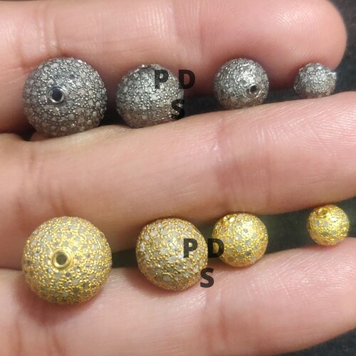 4mm 5mm 6mm 8mm 10mm 20mm Pave Diamond Ball Beads Pave Etsy