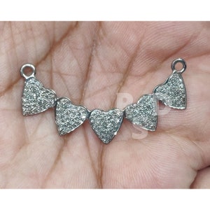 1 Pc Heart Connector, Pave Diamond Connecting Heart Connector, , Handmade Connector, Pave Diamond Connector Charm 42X10mm