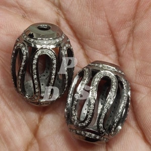1 Pc Pave Diamond Round Oval Bead, , Vintage Style Jewelry, Diamond Finding, Diamond Round Beads 22X18mm, Diamond Beads
