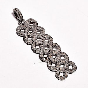 Pave Diamond Pendant, Pave Diamond Designer Round Pendant, Handmade Pendant, Designer Pendant, Pendant Size 50X16mm