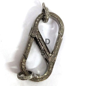 Pave Diamond Lobster Lock, Pave Diamond Clasp, Handmade Clasp, Pave Diamond Screw Lock, Pave Diamond Carabiner Lock