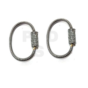 1 Pc Pave Diamond Clasp, , Beautiful Oval Diamond Screw Design Clasp, Diamond Clasps Carabiner, Rose Cut Diamond Clasp