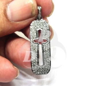 Pave Diamond Rectangle Cross Pendant, Pave Diamond Cross Pendant, Pave Diamond Pendant, Pave Diamond Cross Pendant, Handmade Pendant