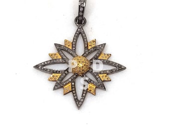 Diamant Starburst-hänge, Vermeil-guld, sterlingsilver (42 x 34 mm)