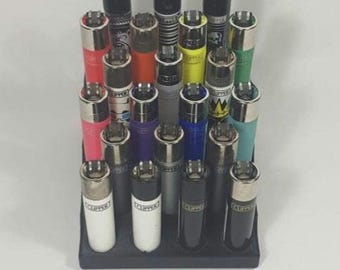 21 Piece Clipper Display Stand With Storage Compartment In Back - Holds 21 Clipper Lighters