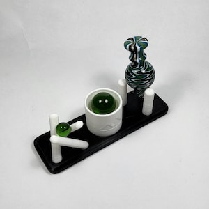 2-Tone Carb Cap & Terp Pearl Marble / Terp Pill Utility Stand - Perfect For Dab Setup or Station - Fits Items Upto 26mm