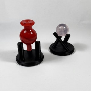 Triple Pillar Carb Cap or Terp Pearl Marble Holder - Glass Bubble Carb Cap Showpiece Stand (Glass Not Included)