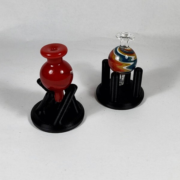 Quad Pillar Carb Cap or Terp Pearl Marble Holder - Glass Bubble Carb Cap Showpiece Stand (Glass Not Included)