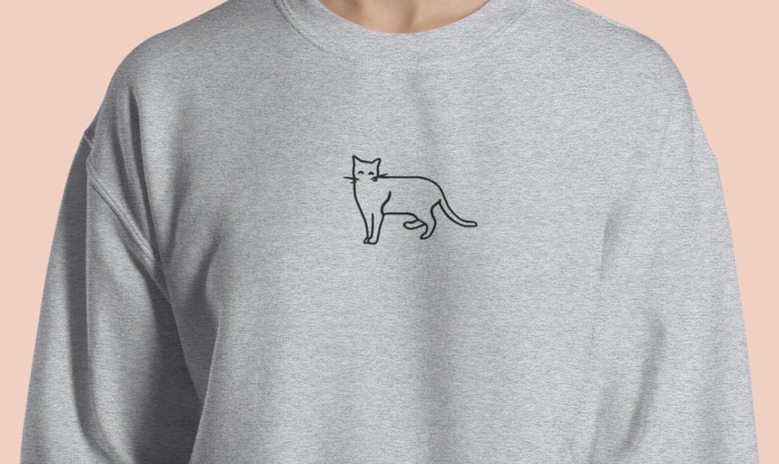 Embroidered Cat Sweatshirt womens crewneck athletic Etsy