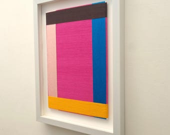 Geometrische vezelkunst, ingelijste muurdecoratie van textiel, boho-decor